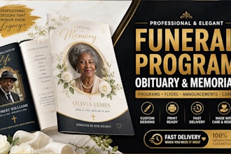 design funeral program,obituary,memorial flyer,funeral announcement,burial flyer
