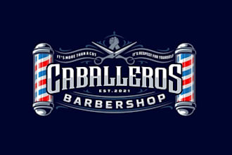 design a salon barbershop logo for caballeros barbershop