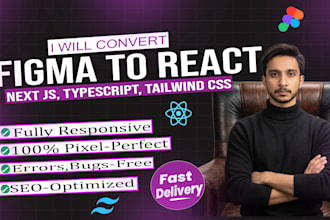 convert figma to react, figma to next js, figma to tailwind css or bootstrap