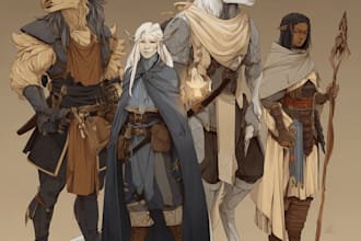 draw your dungeons dragons party in a custom scene