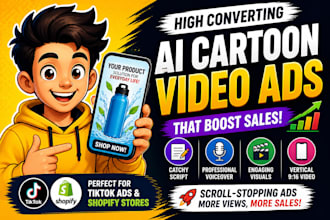 create high converting ai cartoon video ads for shopify ecommerce products
