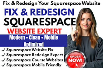 fix and design squarespace website squarespace website redesign or online course
