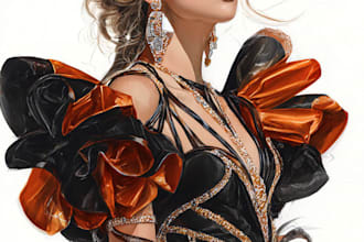 draw a fashion or editorial illustration, sketch, commercial