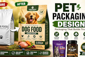design premium pet food packaging labels and supplement packaging