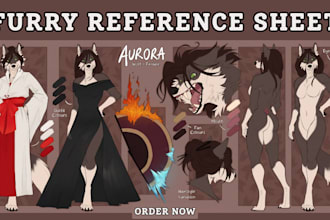 draw furry character reference sheet, furry oc ref sheet for fursuit design