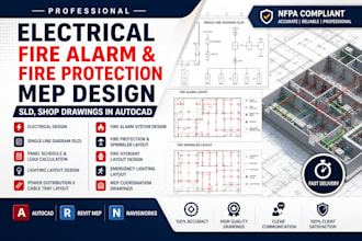 design electrical fire alarm fire protection mep, sld, shop drawings in autocad