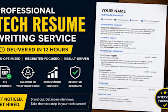 deliver 12 hours professional  tech resume and tech cv writing services