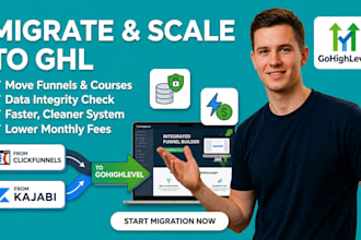 design gohighlevel sales funnel or migrate clickfunnels kajabi to ghl