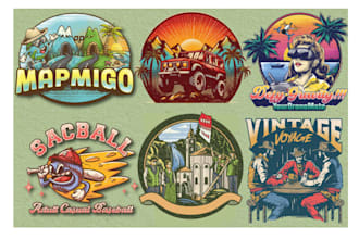 do top quality hand drawn vintage illustration retro