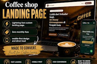 create a faster landing page for coffee shop and restaurant