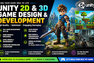 create unity 2d,unity 3d game design, unity game development