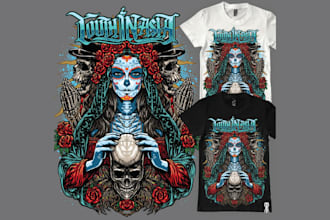 design dark gothic skull art for tshirts and logo