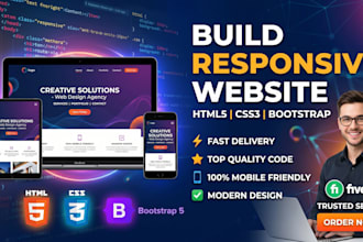build responsive website in HTML CSS bootstrap