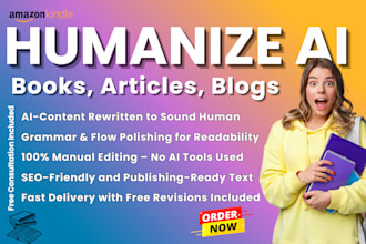 convert ai content to human, humanise and proofread chatgpt ebooks, humanize ai