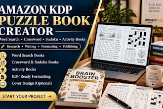 create word search puzzle book, activity book crossword, paperback cover for KDP
