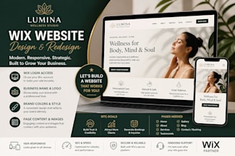 design wix website, redesign wix store, and wix business site