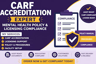 write audit mental health ready healthcare policy, carf accreditation, licensing