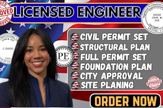 provide USA building permit plans with licensed pe stamp and engineer support