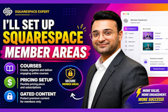set up squarespace member areas, course, pricing and content