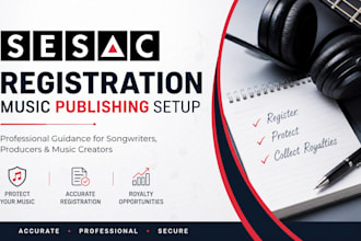 assist with sesac music registration and publishing setup