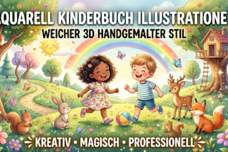 illustration für ein kinderbuch mit aquarellbildern, aquarell buchillustration