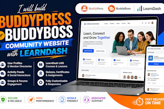 build buddypress or buddyboss community website with learndashbuddypress website