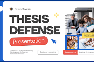 design thesis defense presentation power point clean academic slides pitch desk