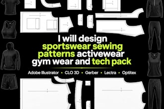 design sportswear sewing patterns activewear gym wear and tech pack
