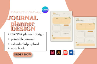 design canva digital planner, printable journal, calender kdp upload, workbook