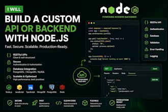 build a custom API or backend with nodejs
