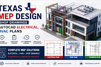 create texas mep design, shop drawings, autocad electrical, hvac plans