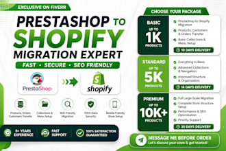 migrate prestashop store to shopify or prestashop migration to woocommerce