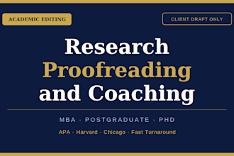 academic research proposal coaching and proofreading