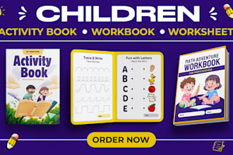 design and format children activity books, kids workbooks, KDP worksheets