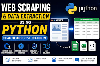 scrape websites and extract data using python beautifulsoup and selenium