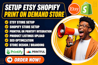 setup etsy shopify print on demand store with printful printify etsy shop setup