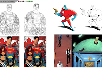 draw superhero comic, marvel style comic and action comic pages comic book cover