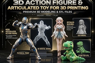 create 3d toy model action figure articulated toy flexi toy bjd doll 3d printing