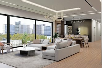 restyle modern living space, apartment interior, bedroom design, cgi rendering