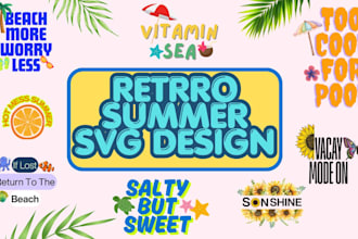 design funny retro summer svg bundle for t shirt cricut files