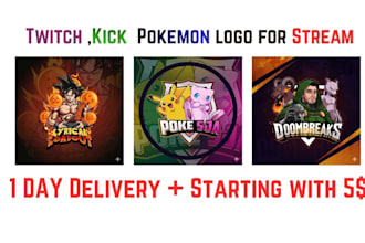 create twitch ,kick, pokemon logo for stream
