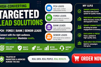 luxury first hit pch leads, bank leads, elderly citizen leads, fresh forex leads