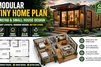 design modular tiny home plans, prefab small house and modern layouts