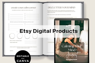 create editable etsy digital planner journal workbook digital products in canva