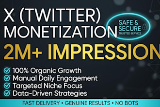 do organic x twitter growth for monetization and 2m impressions