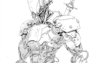 design any type of robot, armor or mecha in line art