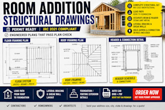 design structural framing plans for room addition permit USA