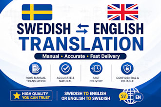 translate swedish to english or english to swedish professionally