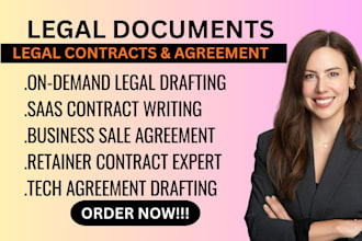 draft legal documents, legal agreements and legal contracts