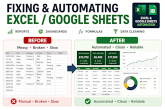 fix, automate, and redesign excel or google sheets spreadsheets